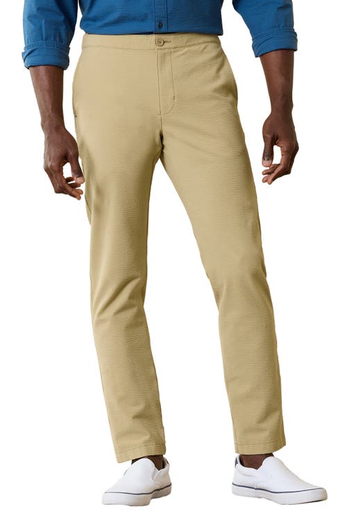 Nova Weave Flat Front Performance Seersucker Pants in Stone Khaki