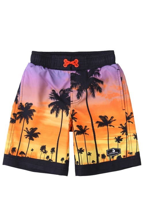 Rokka&rolla Kid's Swim Trunks With Mesh Lining And Upf 50+ Protection In Sundown Palm