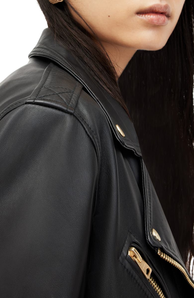AllSaints Billie Oversize Leather Biker Jacket | Nordstrom