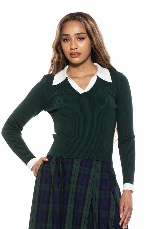 Alexia Admor Women's Johnny Collar Rib Knit Top In Emerald