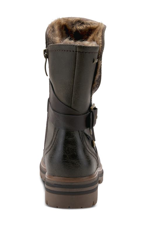 Spring Step Francala Water Resistant Faux Fur Bootie In Olive Green