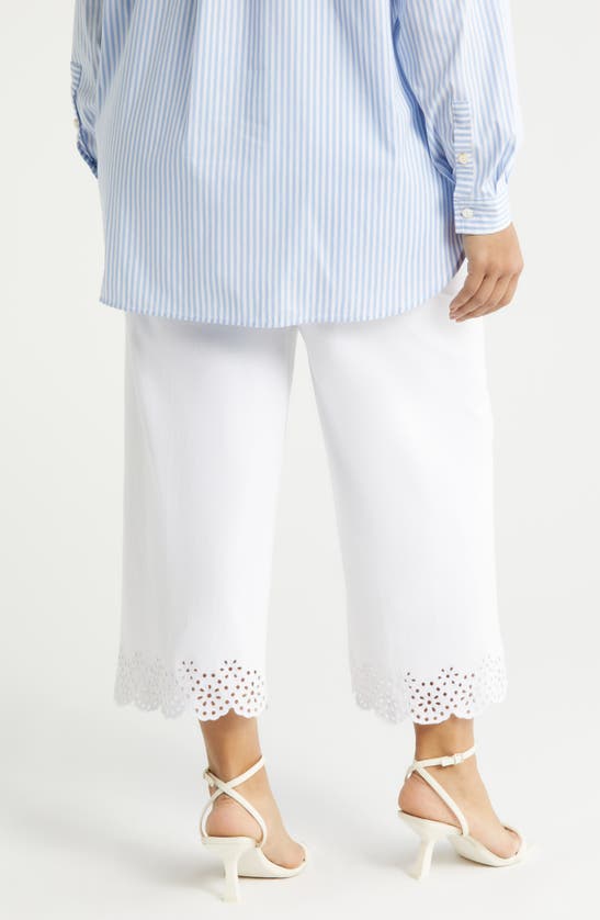 Shop Lyssé Eyelet Embroidered Wide Leg Crop Pants In White