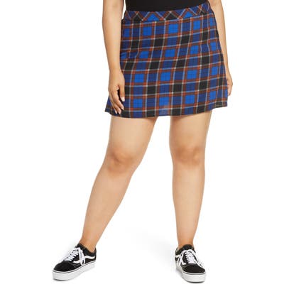 Plus Size Bp. Print Mini Skater Skirt, Blue