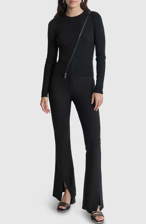 Shop Dkny Asymmetric Zip Detail Sweater In Black