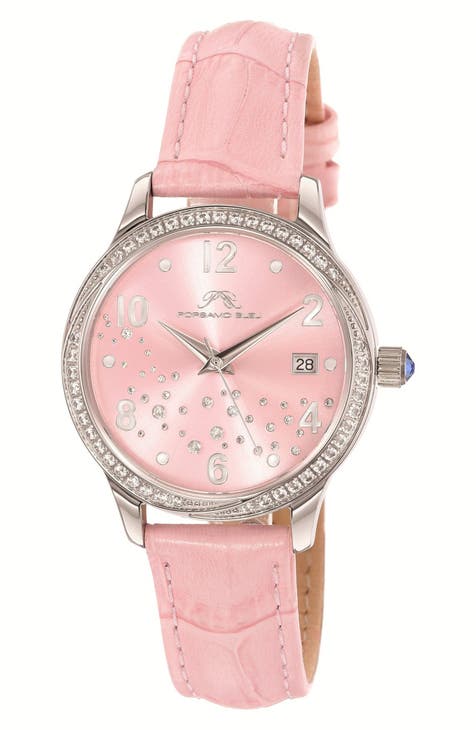 Women's Ruby Embossed Leather Strap Watch, 34mm
