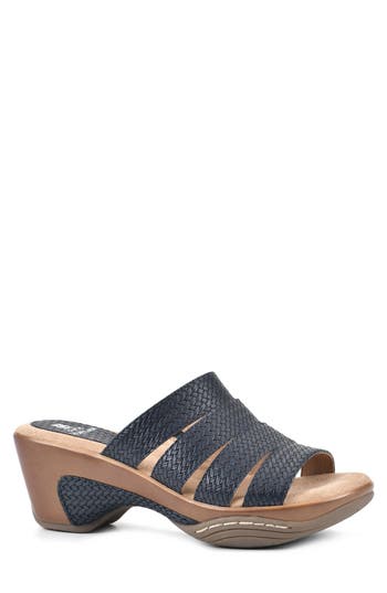 Shop White Mountain Footwear White Mountain Valora Wedge Sandal In Navy/woven