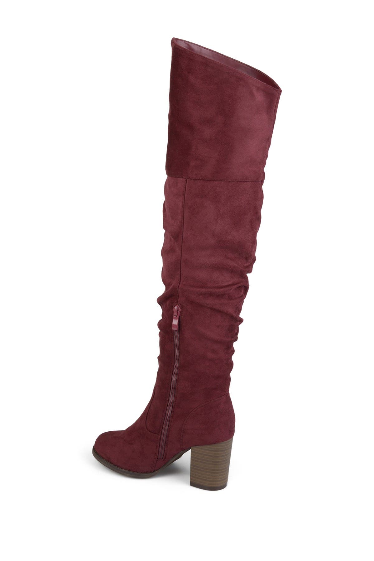 Journee Collection Kaison Ruched Tall Boot In Dark Red4