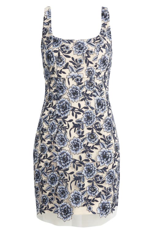 Shop Sam Edelman Aster Floral Embroidered Tulle Sheath Dress In Blue Multi