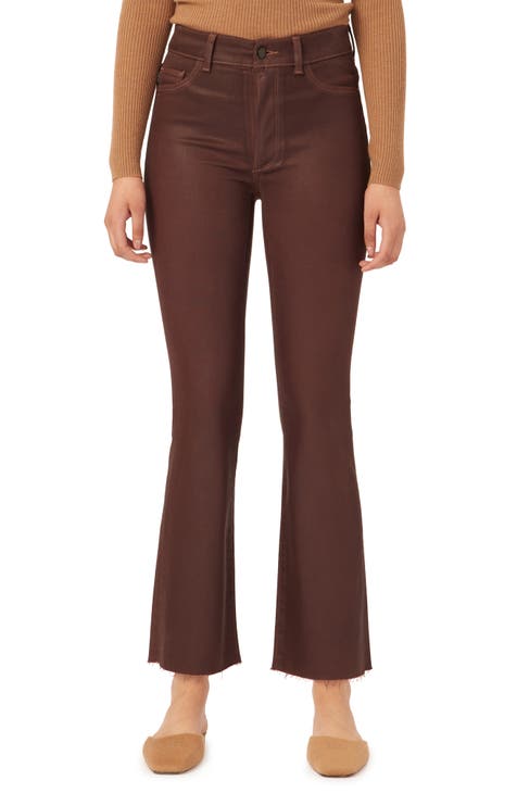 Brown High Rise Bootcut Pants Online Shopping