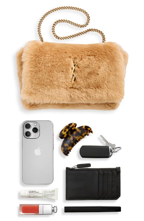 Saint Laurent Kate Small Reversible Shearling Shoulder Bag In Ecru/dark Brown