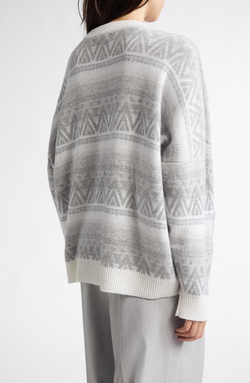 Johnstons Of Elgin Oversize Stripe Cashmere Sweater In Luna Colourway