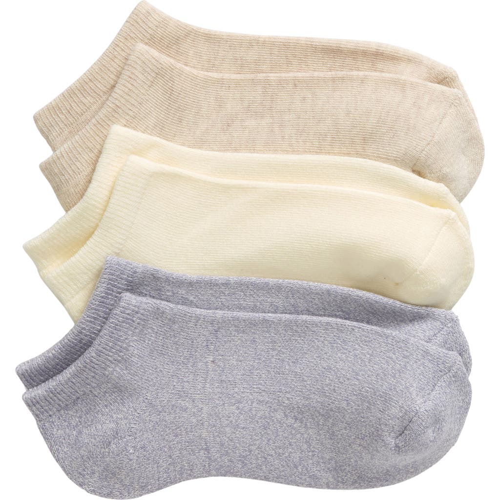 Nordstrom 3-pack Everyday Ankle Socks In Blue Silver -ivory Multi
