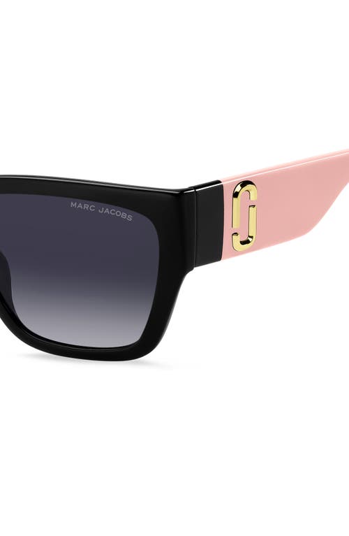Marc Jacobs 57mm Gradient Rectangular Sunglasses In Black Pink/dark Grey Sf