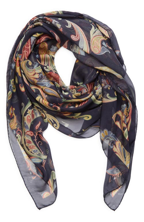 Shop Etro Paisley Silk Scarf In X0887 Print/blue