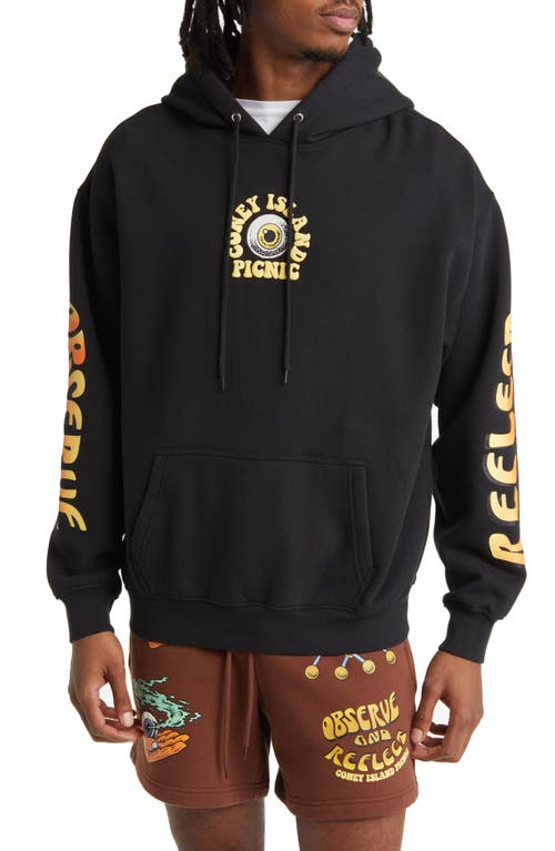 CONEY ISLAND PICNIC Reflect Oversize Organic Cotton Blend Hoodie in Caviar