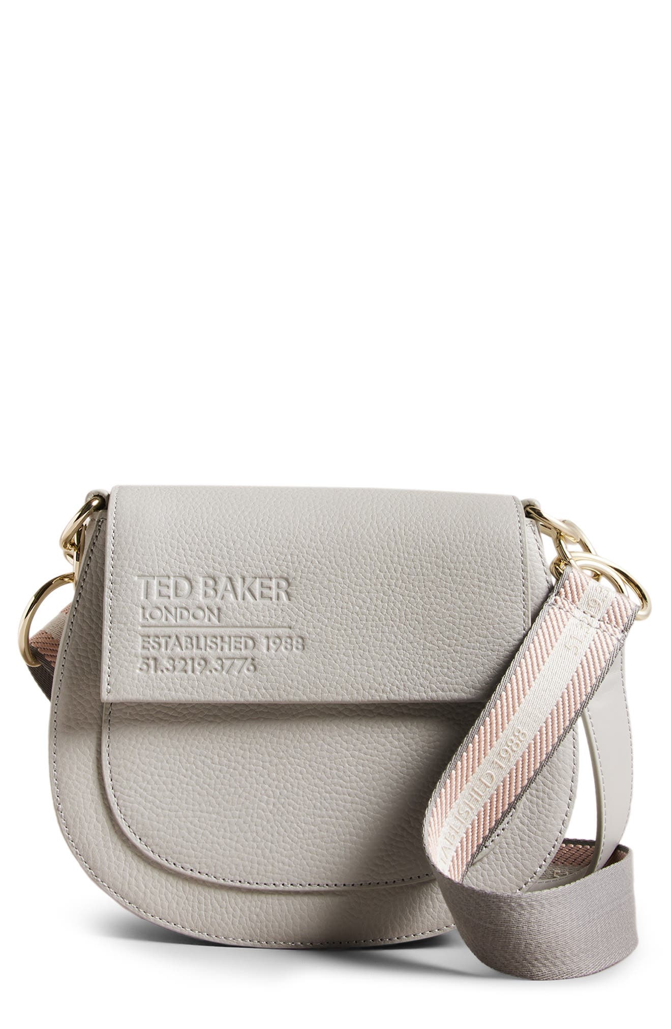 Ted Baker London Jorjey Flower Eyelet Flap Crossbody Bag in Natural