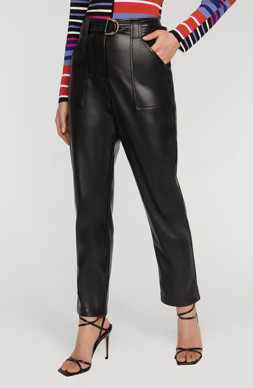 Shop Elie Tahari The Clea Belted High Waist Faux Leather Pants In Noir