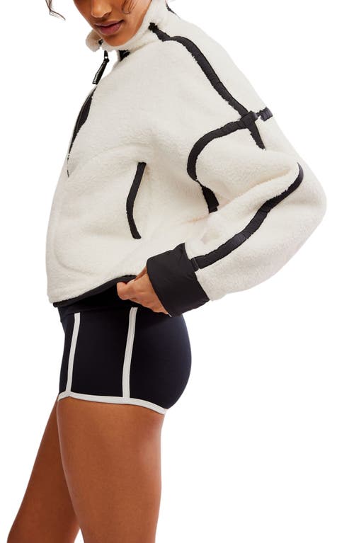 Free People Fp Movement Mountain High Fleece Half Zip Pullover In White Combo