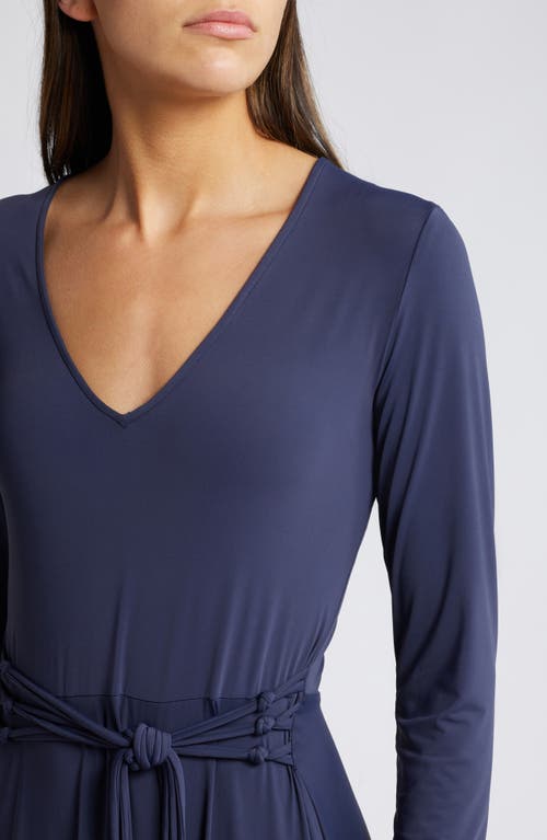 Shop Du Paradis Singapore Long Sleeve Dress In Navy