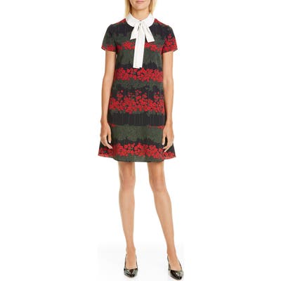 Red Valentino Tie Neck Floral Minidress, US / 40 IT - Black