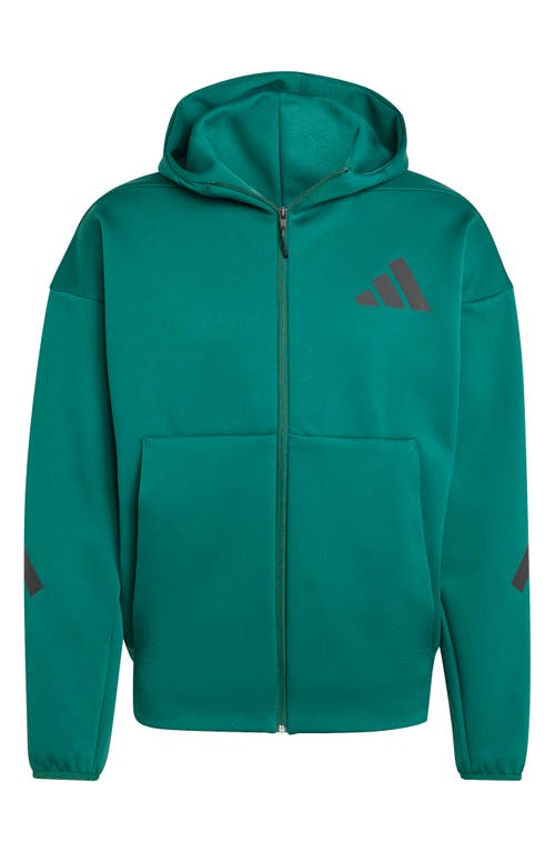 Shop Adidas Originals Adidas Z.n.e. Full Zip Hoodie In Collegiate Green