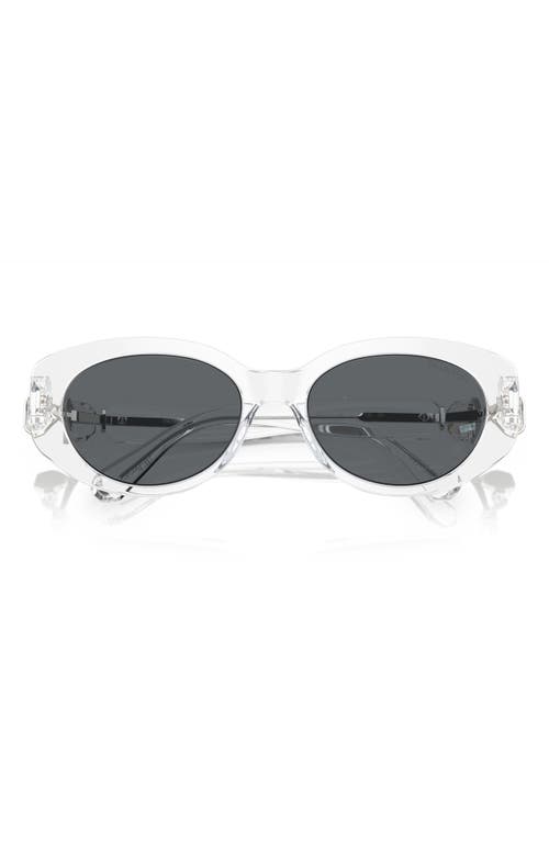 Shop Swarovski 53mm Oval Sunglasses In Crystal Grey