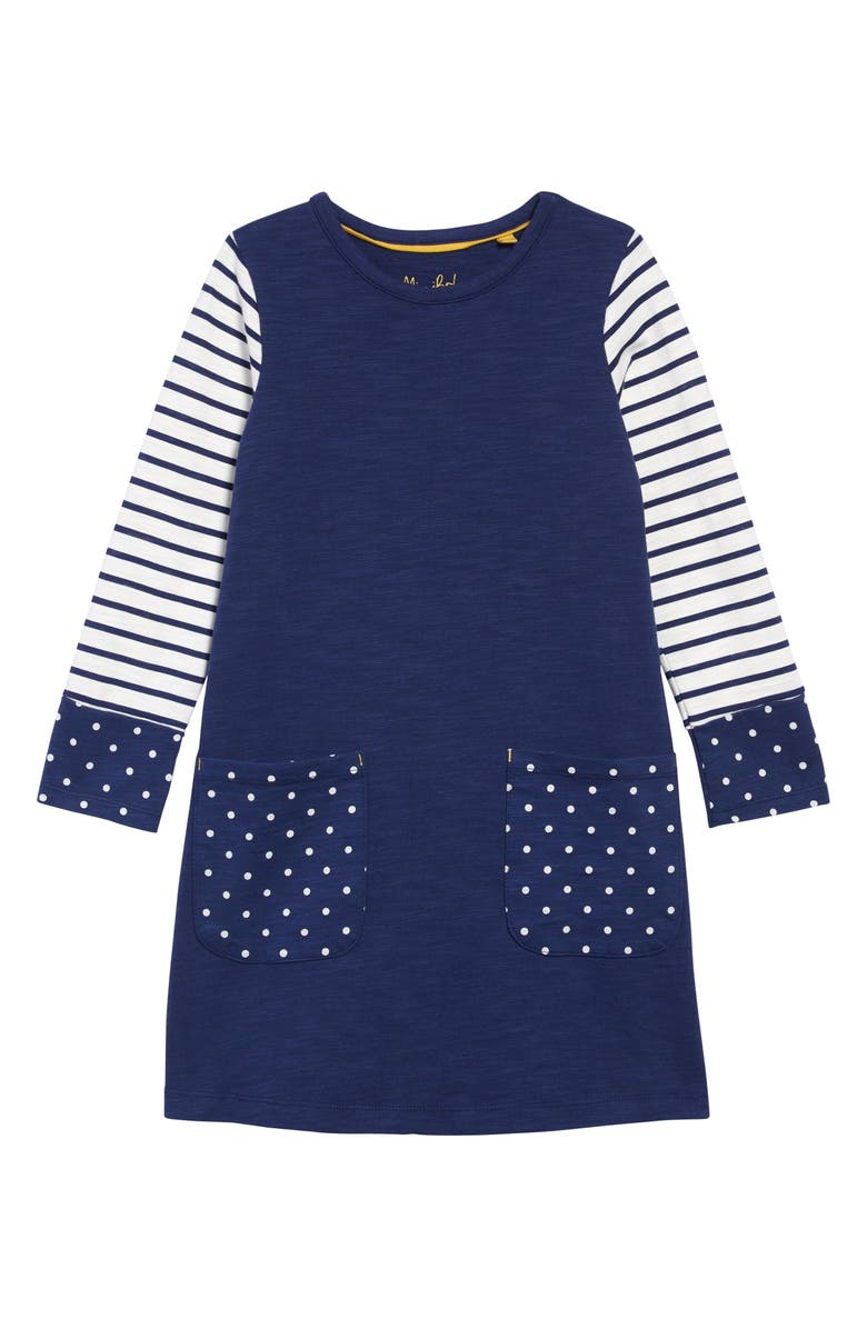 Mini Boden Fun Pocket Long Sleeve Jersey T-Shirt Dress (Toddler Girls ...