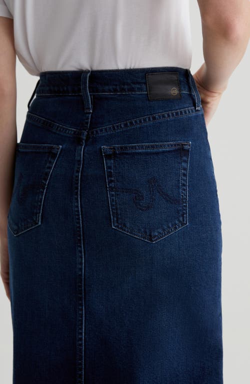 Ag Davina Front Slit Denim Midi Skirt In Midnight Sun