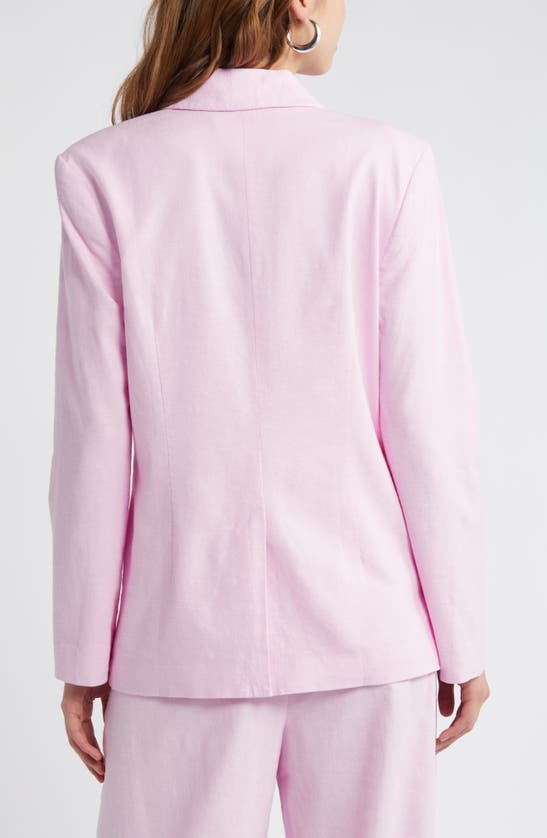 Shop Open Edit Linen Blend Blazer In Pink Pirouette