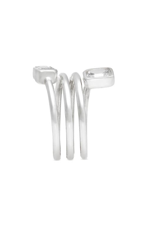 Shymi Emerald Cut Spiral Statement Ring In Silver/white