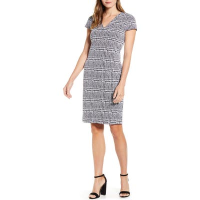 Michael Kors Plaid Jacquard Sheath Dress, Black
