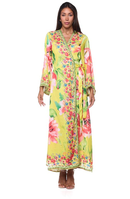 Shop Ranee's Ranees Tie Waist Longline Cover-up Duster In Yellow