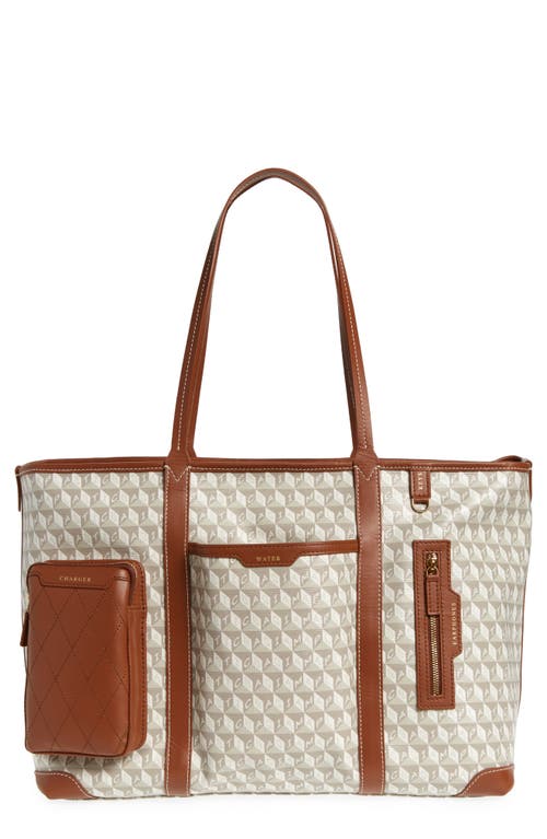 Shop Anya Hindmarch I Am A Plastic Bag Recycled Coated Canvas In-flight Tote In Chalk/cognac