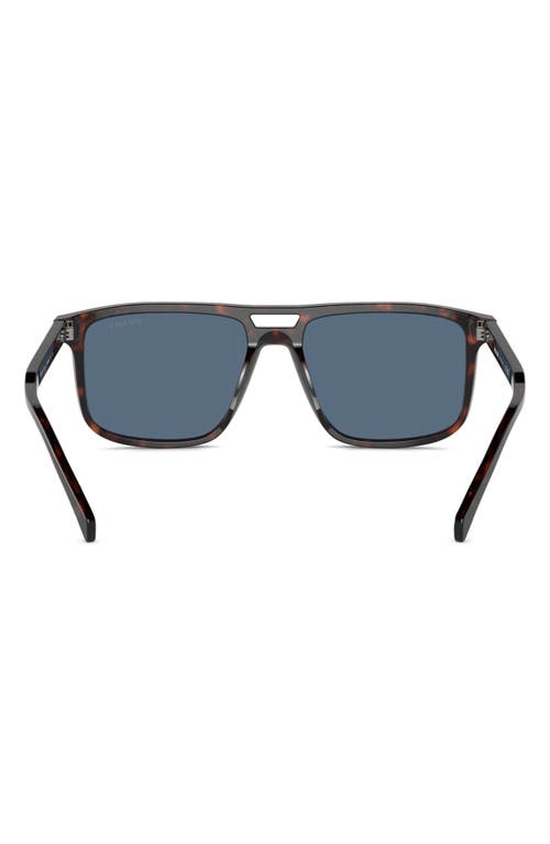 Shop Prada 56mm Rectangular Sunglasses In Brown/dark Blue