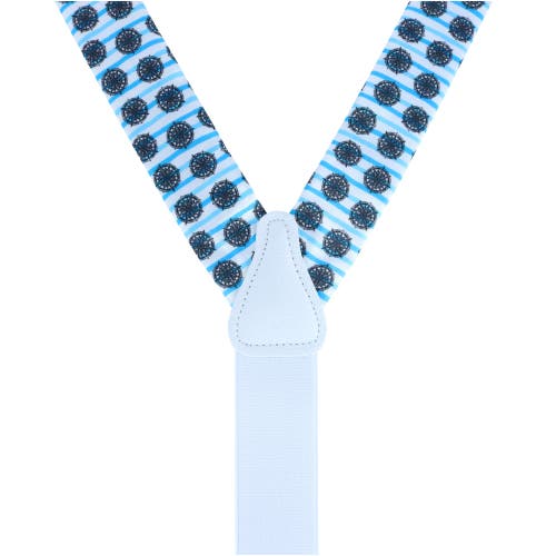 Trafalgar Find Your Way Compass Theme Silk Button End Suspenders In White