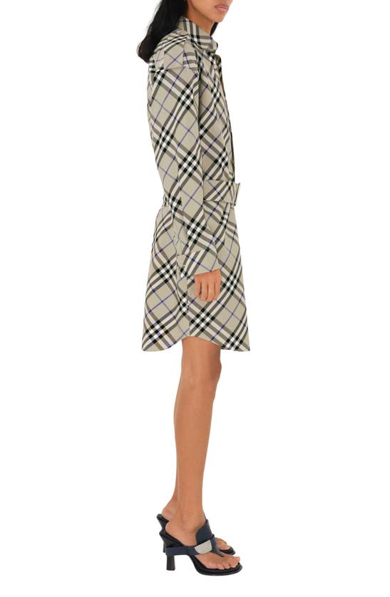 Shop Burberry Check Long Sleeve Belted Cotton Twill Shirtdress In Lichen Ip Check