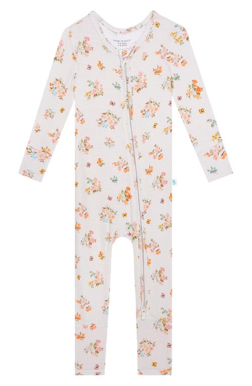 Posh Peanut Clemence Floral Fitted Convertible Footie Pajamas Ivory/Flowers at Nordstrom,
