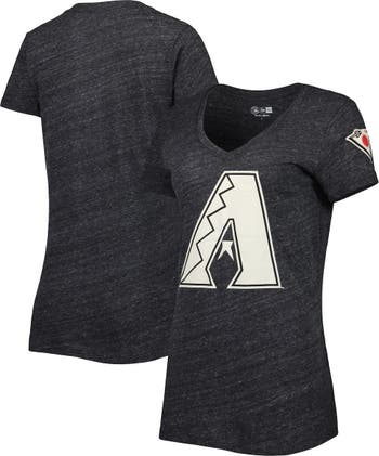 New Era Women's New Era Heathered Black Arizona Diamondbacks City Connect  Cap Logo Tri-Blend V-Neck T-Shirt
