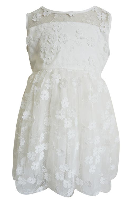 Popatu Kids' 3D Floral Appliqué Tulle Party Dress in White at Nordstrom, Size 6 X