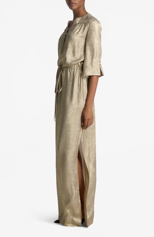 St John St. John Collection Metallic Tie Waist Gown In Champagne