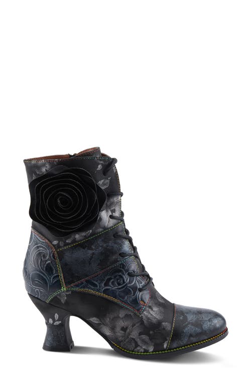 L'artiste By Spring Step Roselia Lace-up Cap Toe Bootie In Black Multi