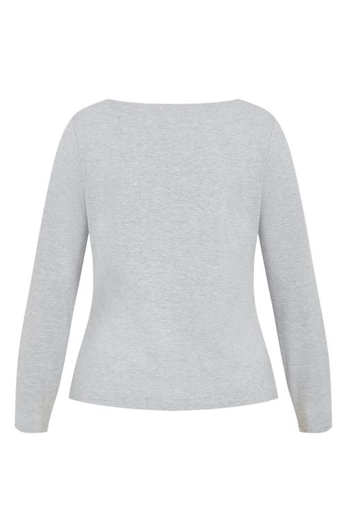 City Chic Liz Scoop Neck Jersey Top In Light Grey Marle