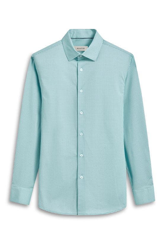 Shop Bugatchi James Ooohcotton® Pin Dot Print Button-up Shirt In Mint