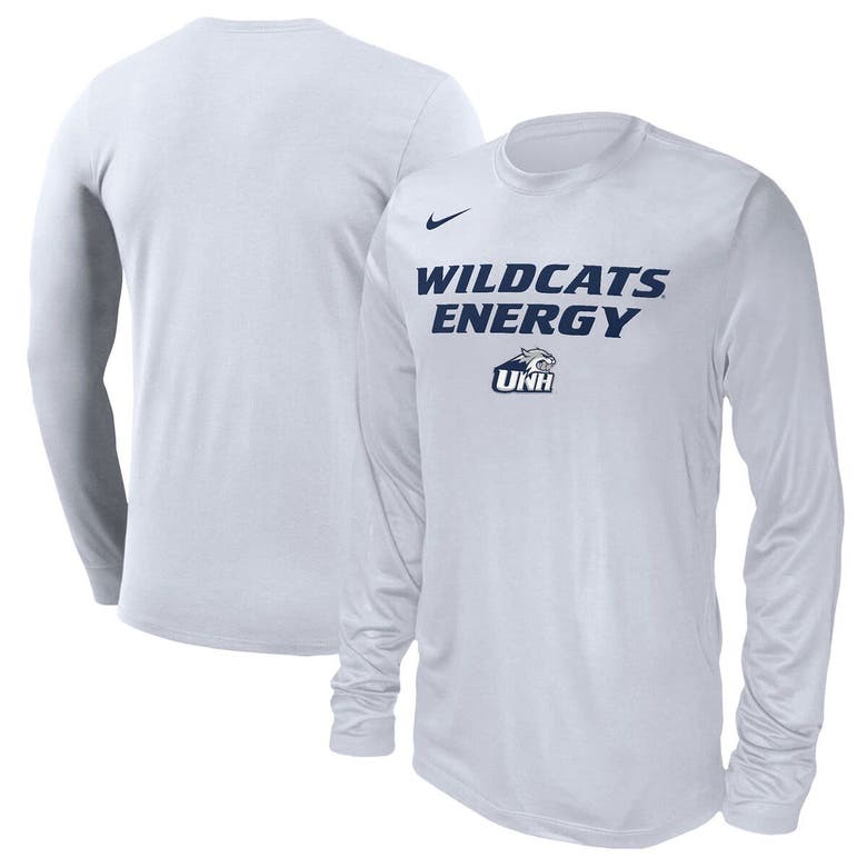 Nike Unisex   White New Hampshire Wildcats 2024 On-court Bench Long Sleeve T-shirt