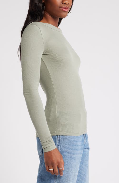 Shop Bp. Ribbed Long Sleeve T-shirt In Green Halo