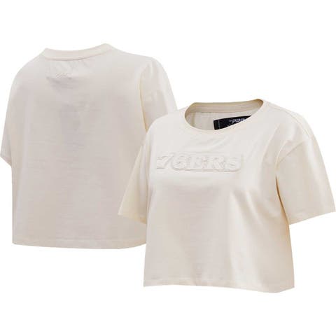 Women's Pro Standard  Cream Philadelphia 76ers Neutral Boxy Crop T-Shirt