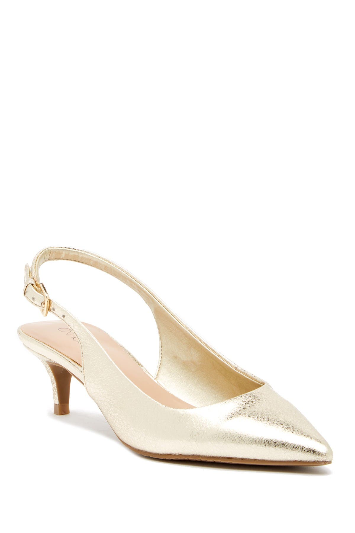 gold slingback kitten heels