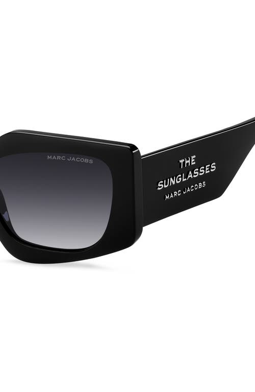 Marc Jacobs 53mm Gradient Rectangular Sunglasses In Black/dark Grey Sf