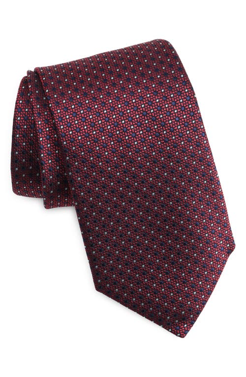 Shop Canali Neat Silk Tie In Bright Red