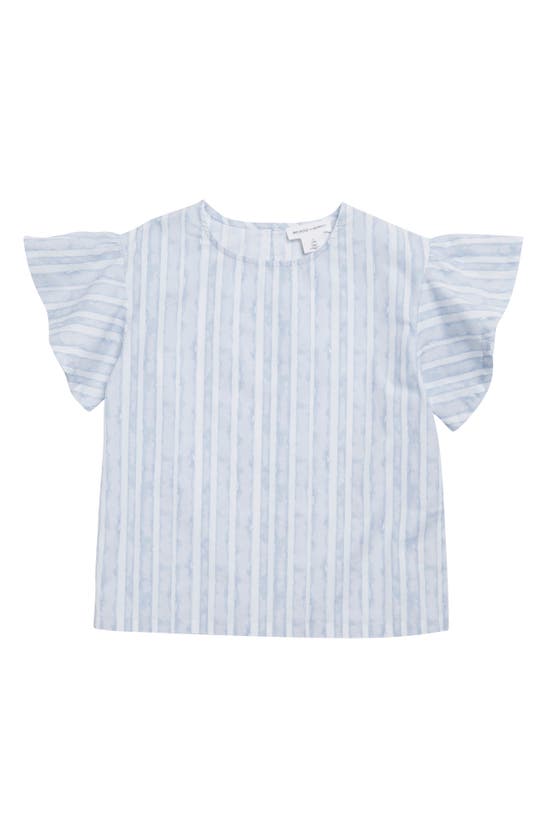Melrose And Market Kids' Ruffle Sleeve Top In Blue Feather Washed Stripe